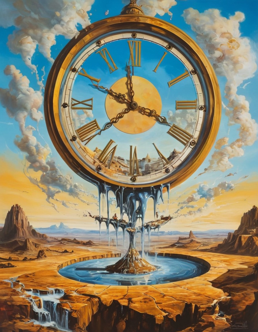 surrealism, melting clock, salvador dali, art, timepiece, surreal