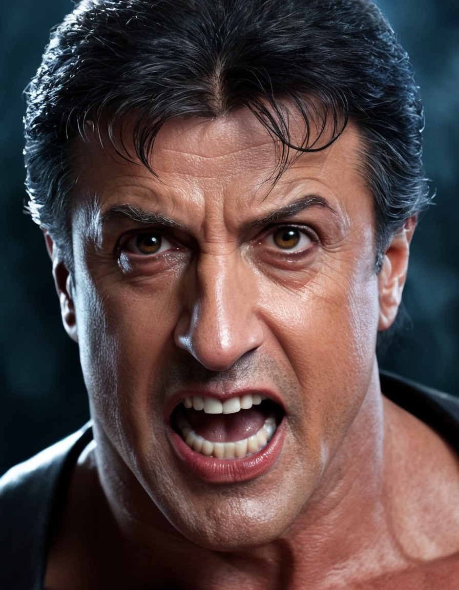 sylvester stallone, vampire, fangs, portrait