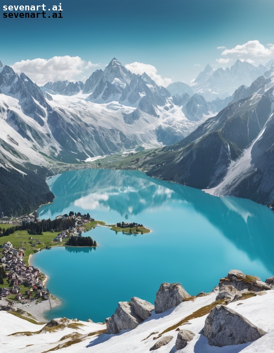 mountains, alps, panoramic view, snow-capped peaks, crystal-clear lakes, europe