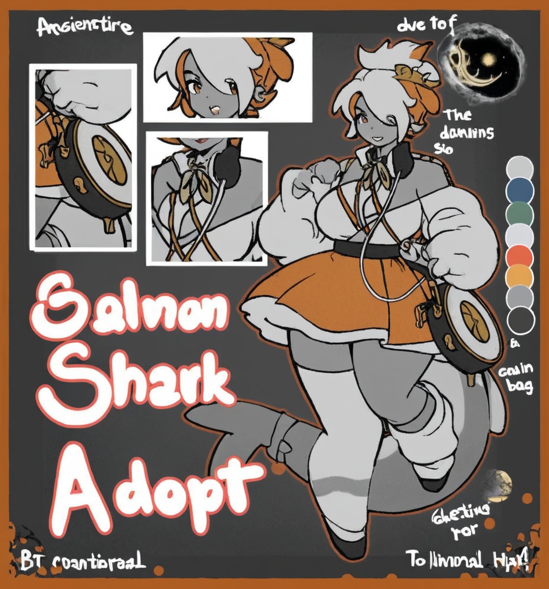 characterdesign, adoptable, adoptablesopen, adoptableauction, referencesheet, dnd, adopt, anthro, character, design, gyaru, monster, monstergirl, original, refsheet, salmon, scene, scenegirl, sharkgirl, sushi, tail, kemonomimi, afoptable, monmusu, adoptsopen, sharkadopt, hunnibunni