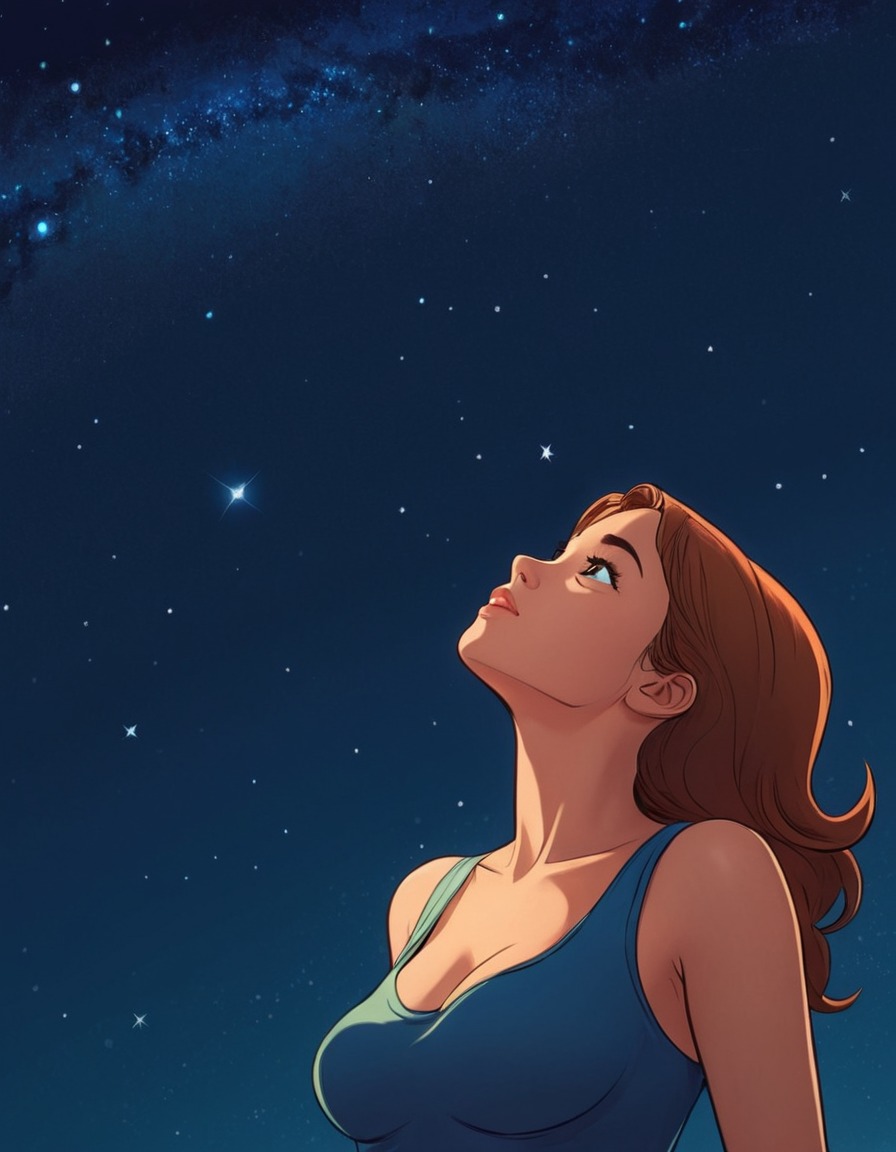 beauty, girl, sky, stars, wonder