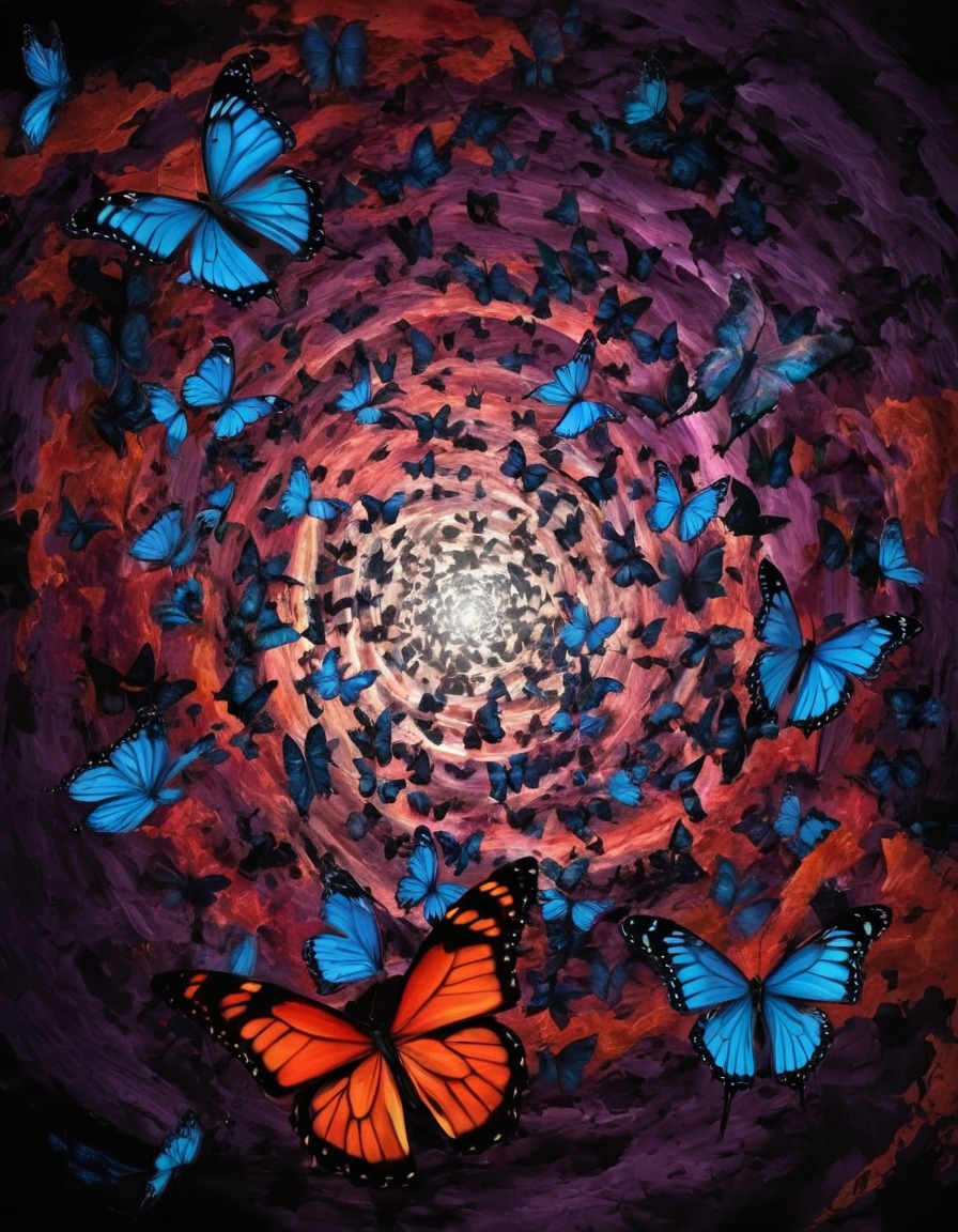 butterflies, transformation, whirlwind, colors, mystical