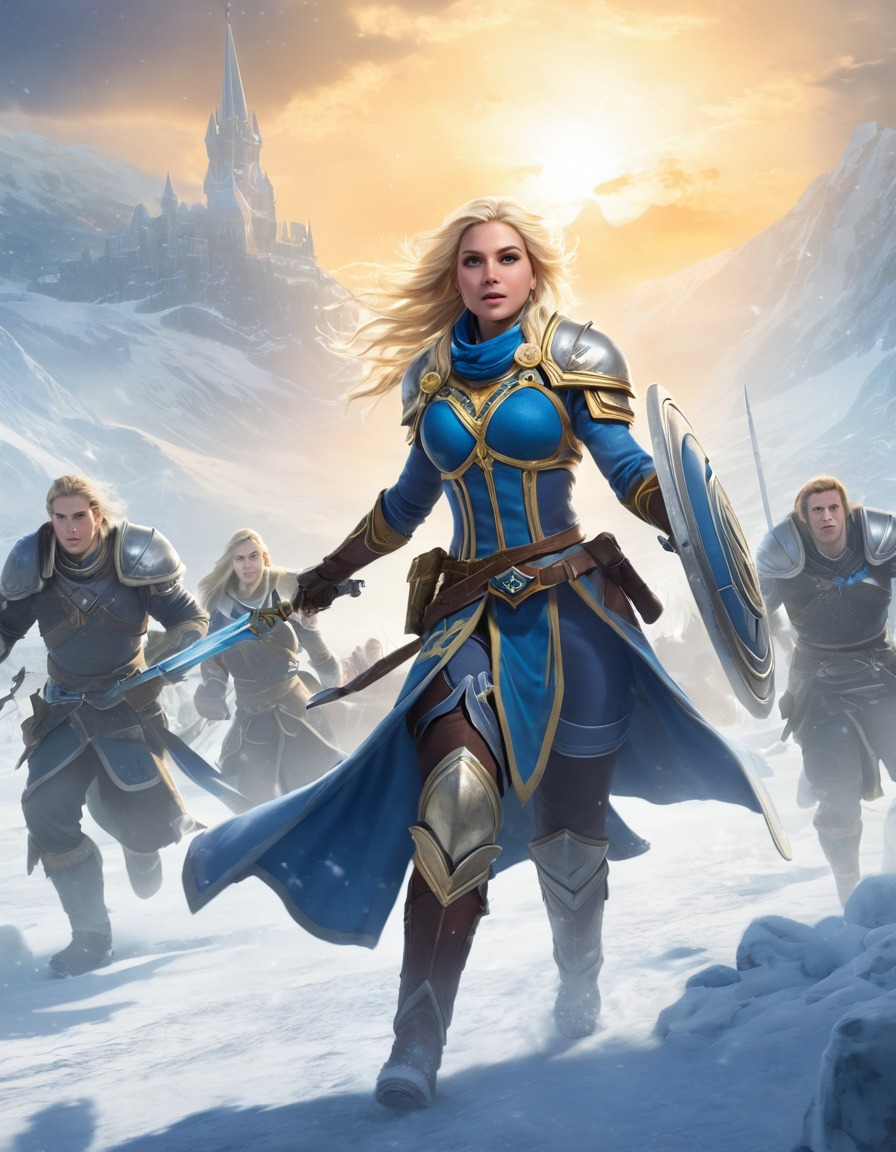 jaina proudmoore, battlefield, charge, ice, magic, leader, games, girls from games