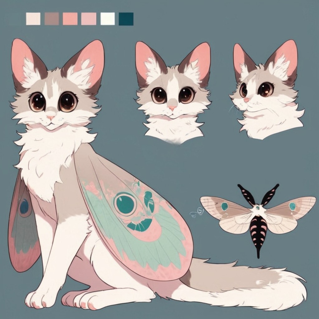 characterdesign, adoptable, adoptablesopen, referencesheet, sale, digitalart, cat, fluffy, animal, feline, originalcharacter, creature