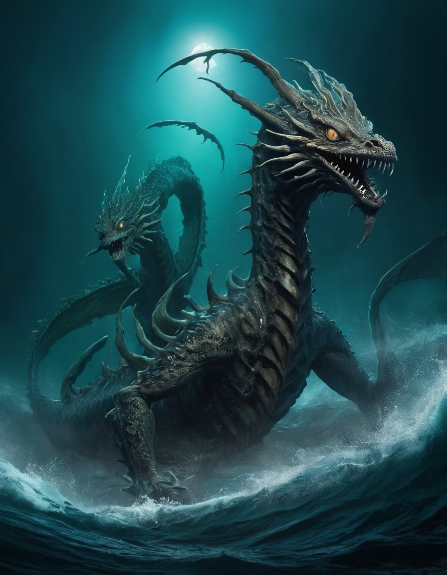 sea monster, mythical creature, legendary beast, dragon, sea, mythology