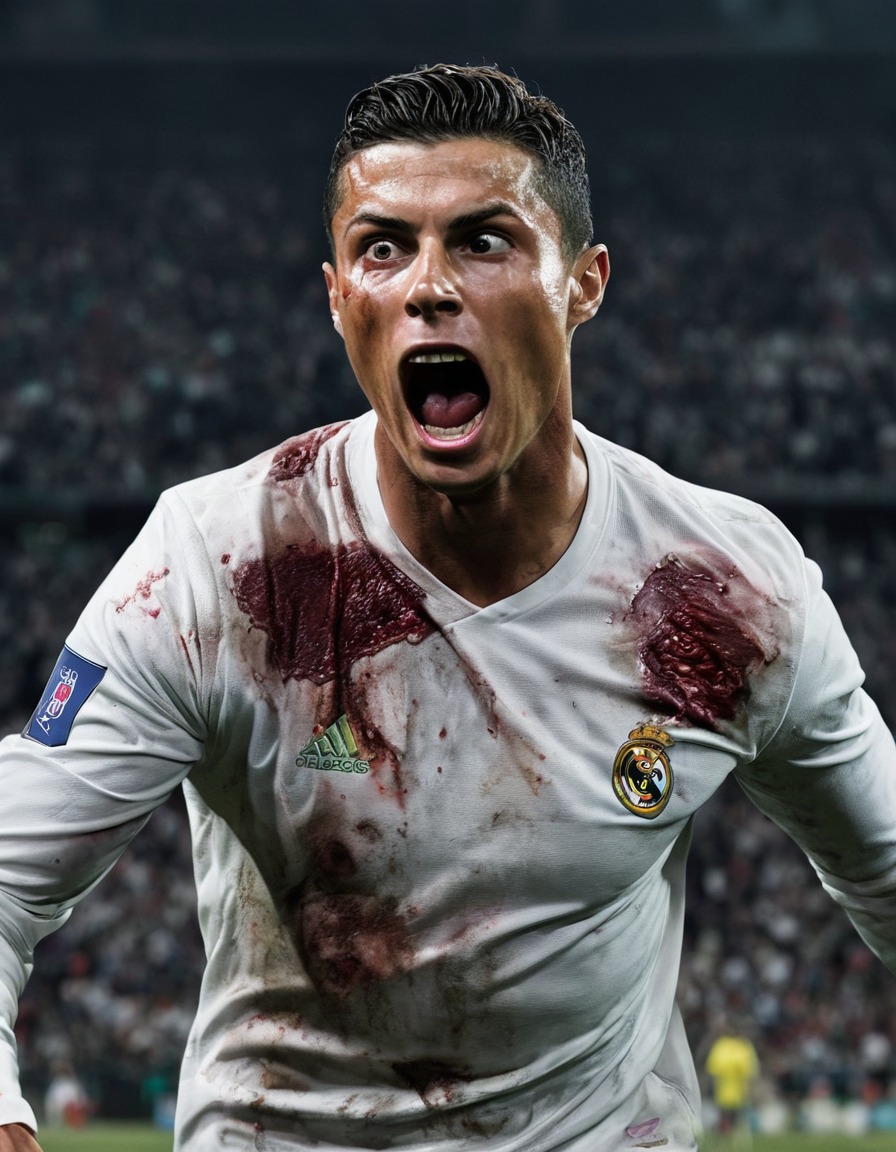 cristiano ronaldo, zombie, celebration, iconic pose, celebrities