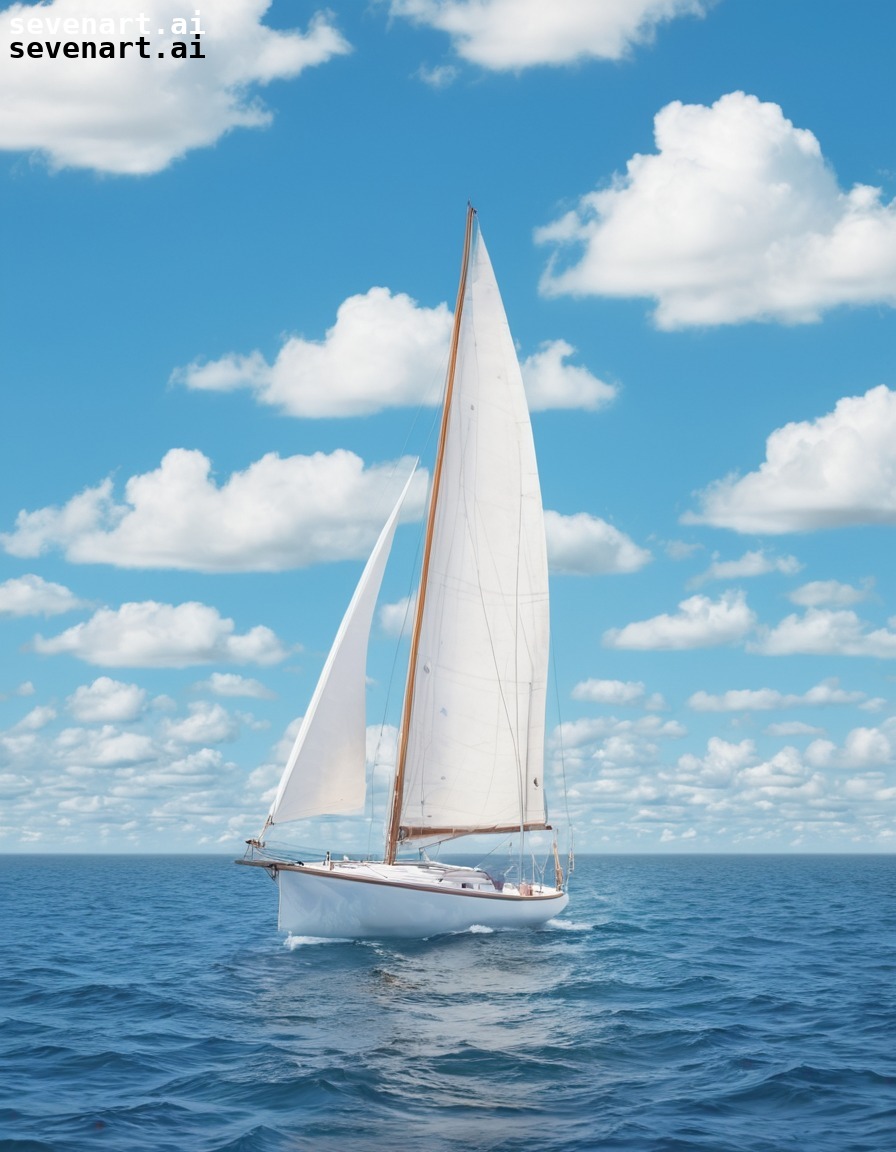 sailboat, ocean, tranquility, clouds, serenity