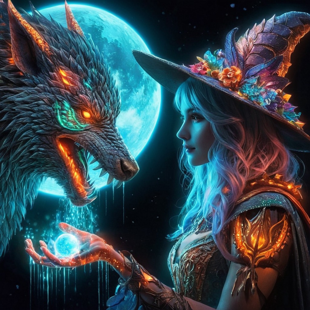 digitalart, videogamefanart, magic, fantasyart, witch, spirit, horror, wallpaper, fanart, characterdesign, portrait, digitalpainting, fantasycharacter, animal, badmoonrising