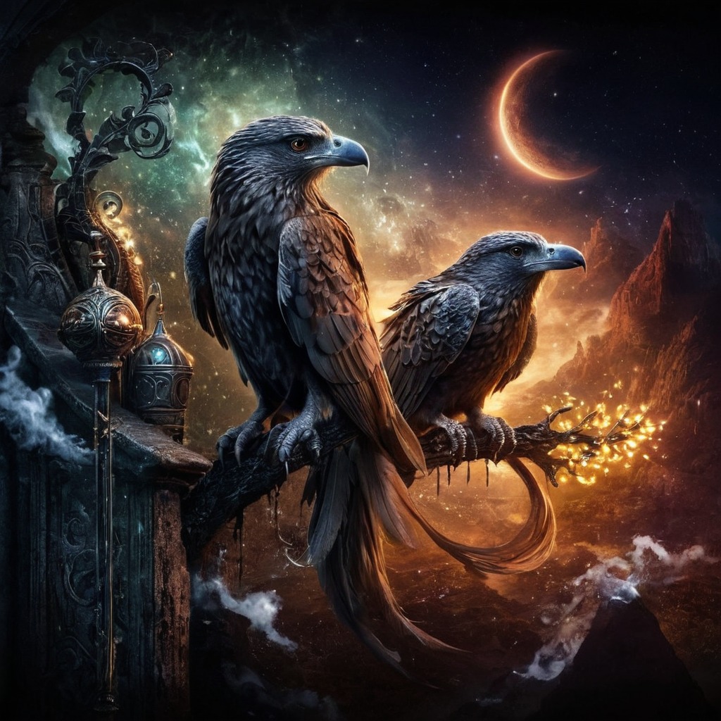 digitalart, bird, fantasyart, ravens