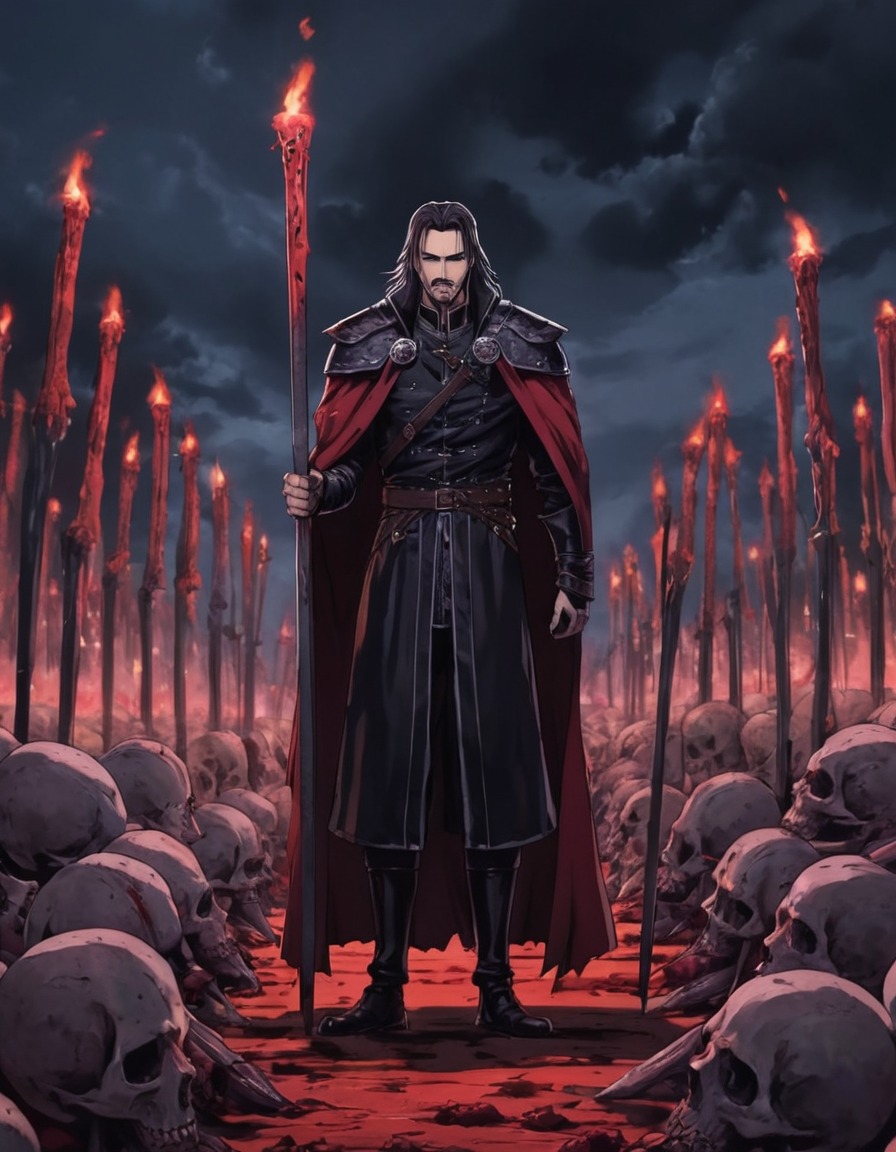 vlad the impaler, dracula, horror, medieval, cruelty, historic figure, anime