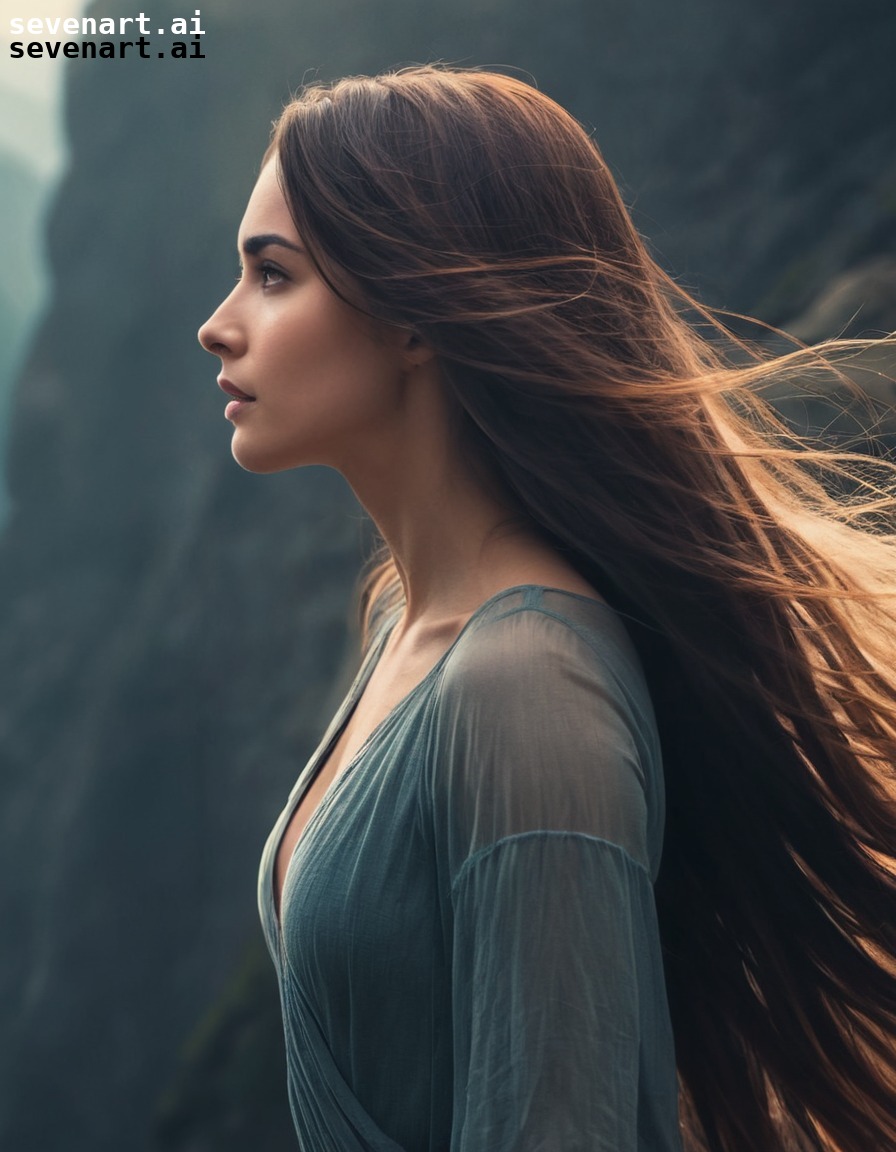 sensual, woman, hair, beauty, contemplation