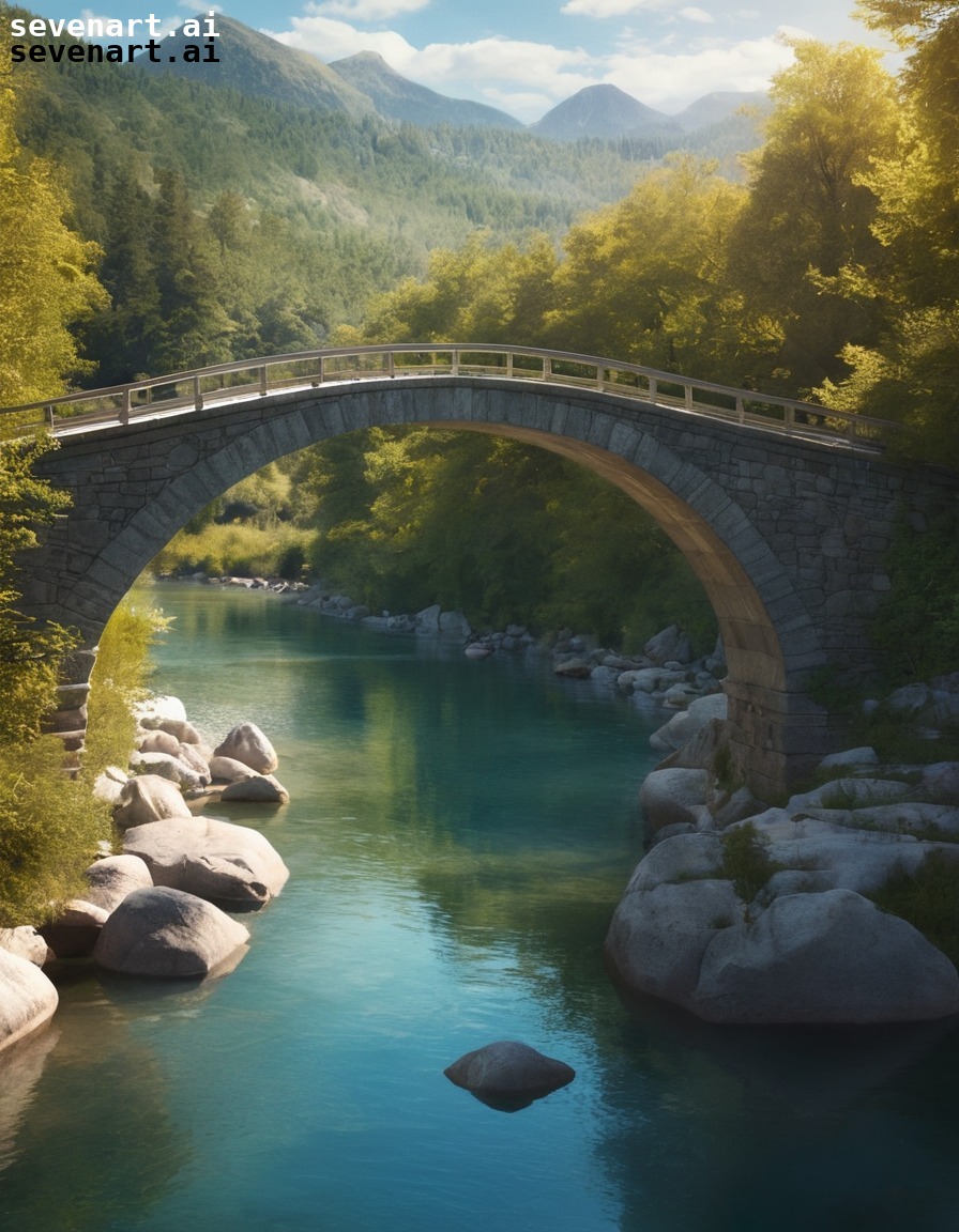 nature, bridge, river, peaceful, serene