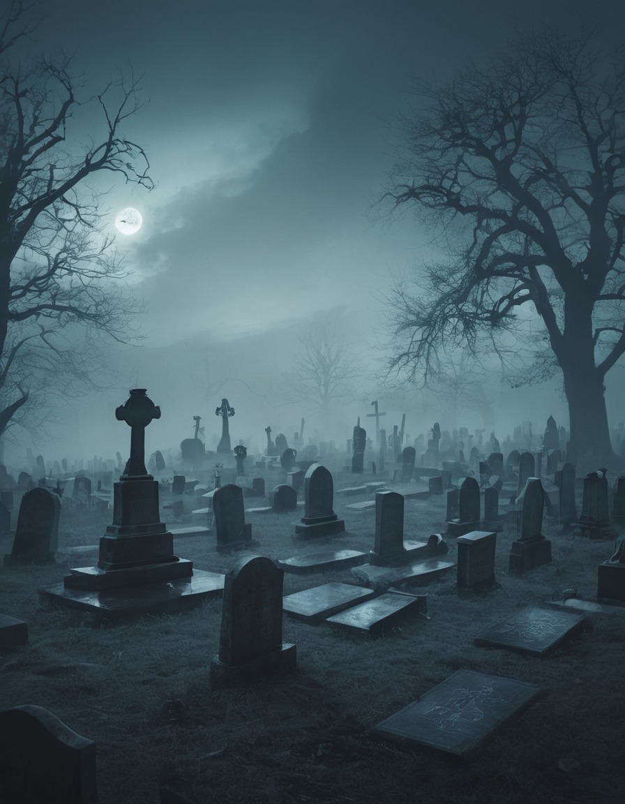 gothic, cemetery, foggy, symbols, mysterious, lovecraft, howard lovecraft