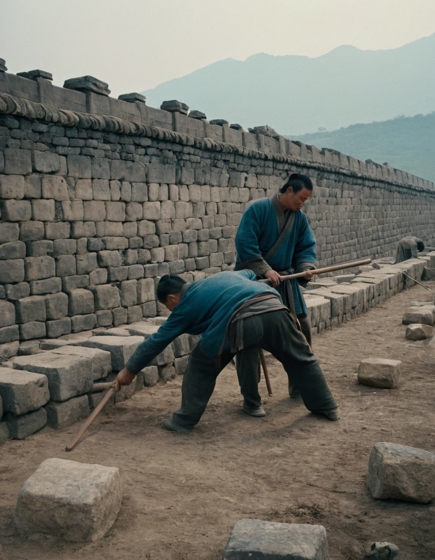 ancient men, defensive wall, construction, ancient china, city defense, collaboration, 300 bc