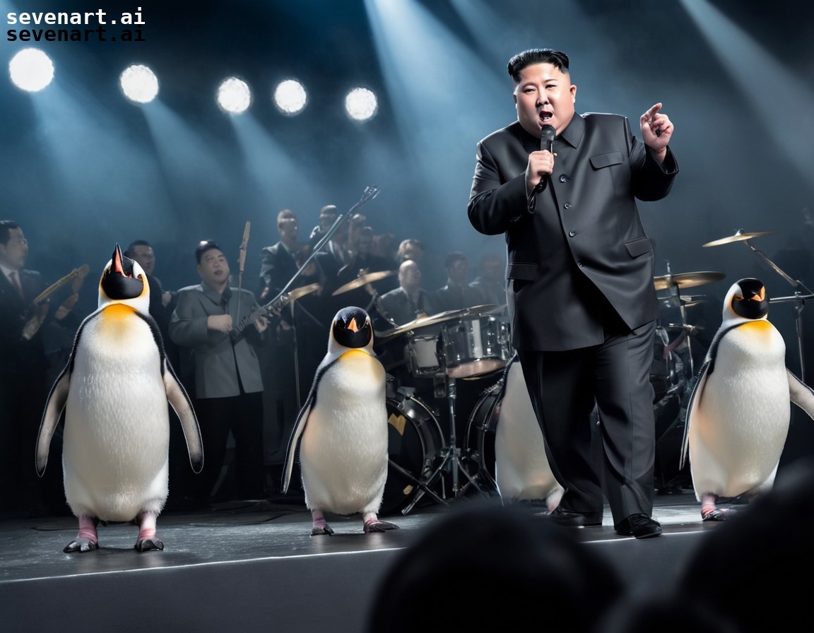 kim jong-un, rockstar, performance, penguins, music, north korea