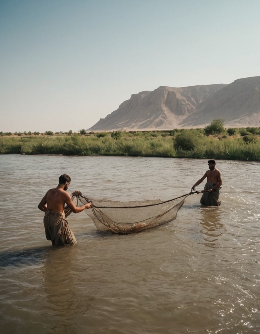 mesopotamia, ancient civilization, fishermen, fishing techniques, river fishing, 4000 bc, cultural history