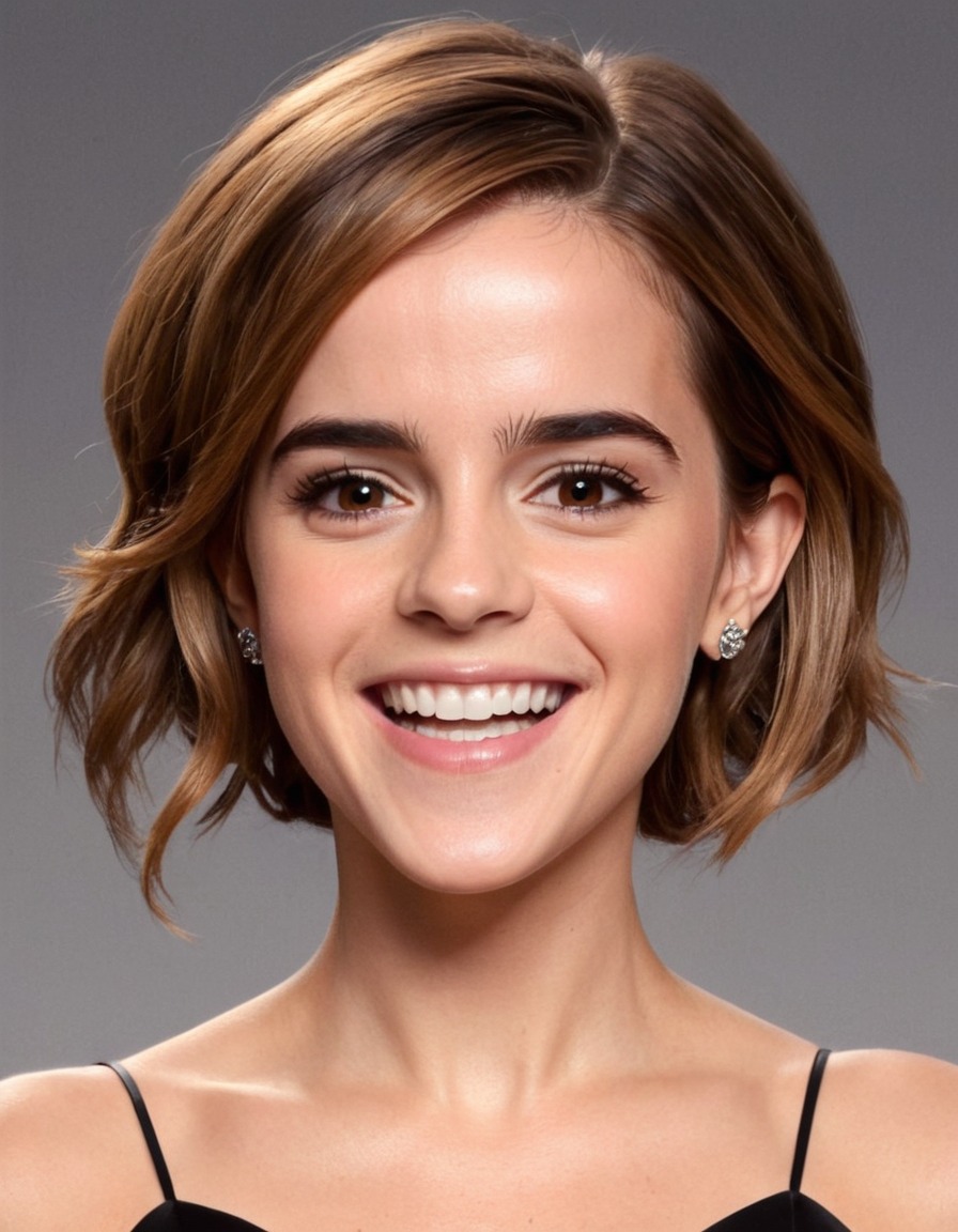 emma watson, caricature, big head, crazy smile, celebrity, actress, art