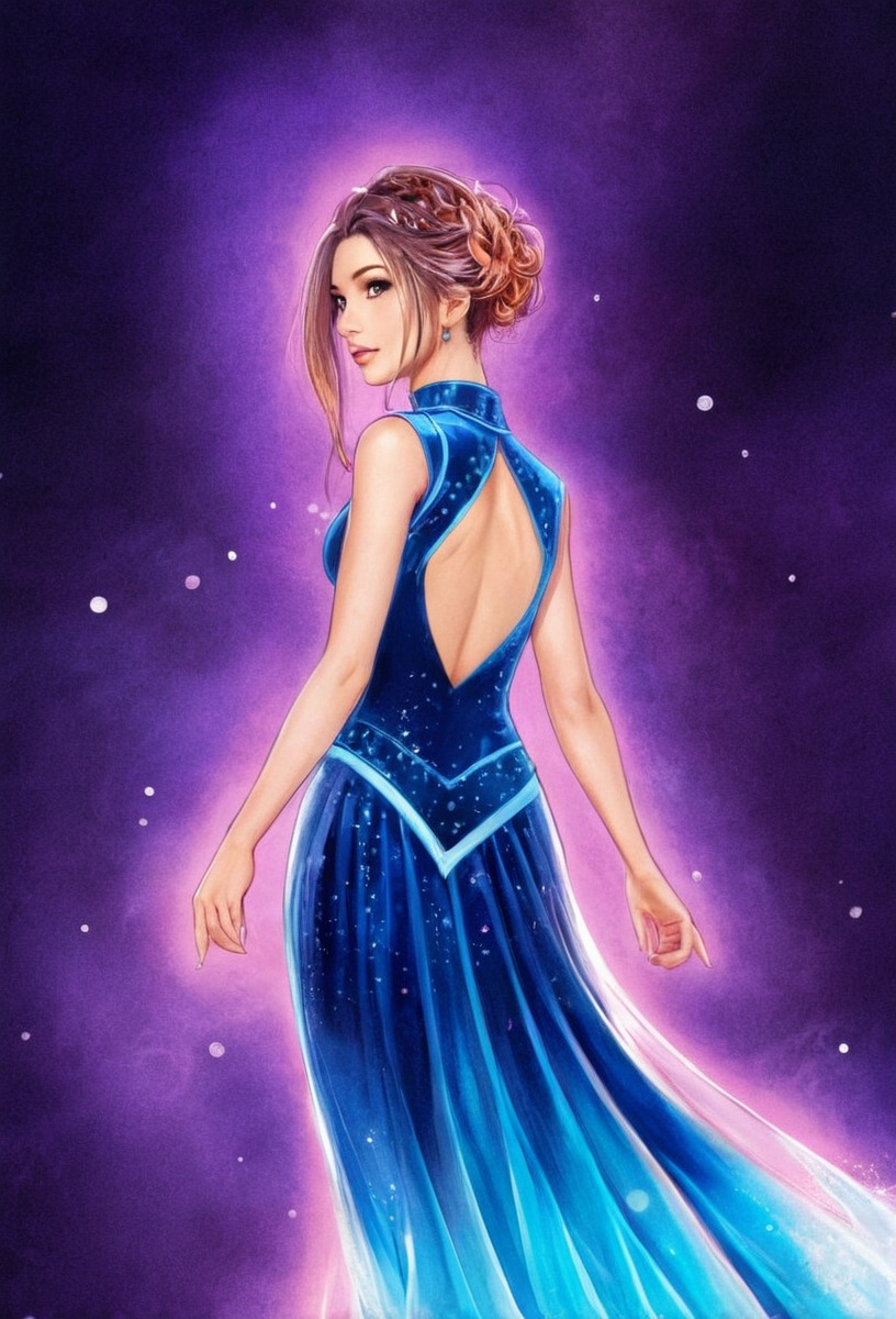 magic, dress, traditionalart, fanart, outfit, beads, copic, copicmarkers, fantasy, indigo, lady, magiclight, manga, princess, purple, purplehair, traditional, princessgown, traditional_art, giftforafriend, gradienthair, copicmarkerart, copic_markers, shinybeads, lualady, crownbraid