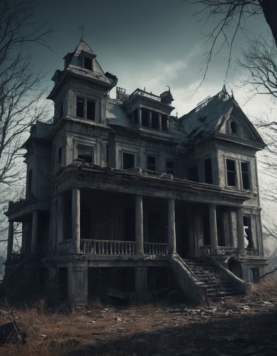 abandoned, haunted, mansion, eerie, shadows, lovecraft, howard lovecraft