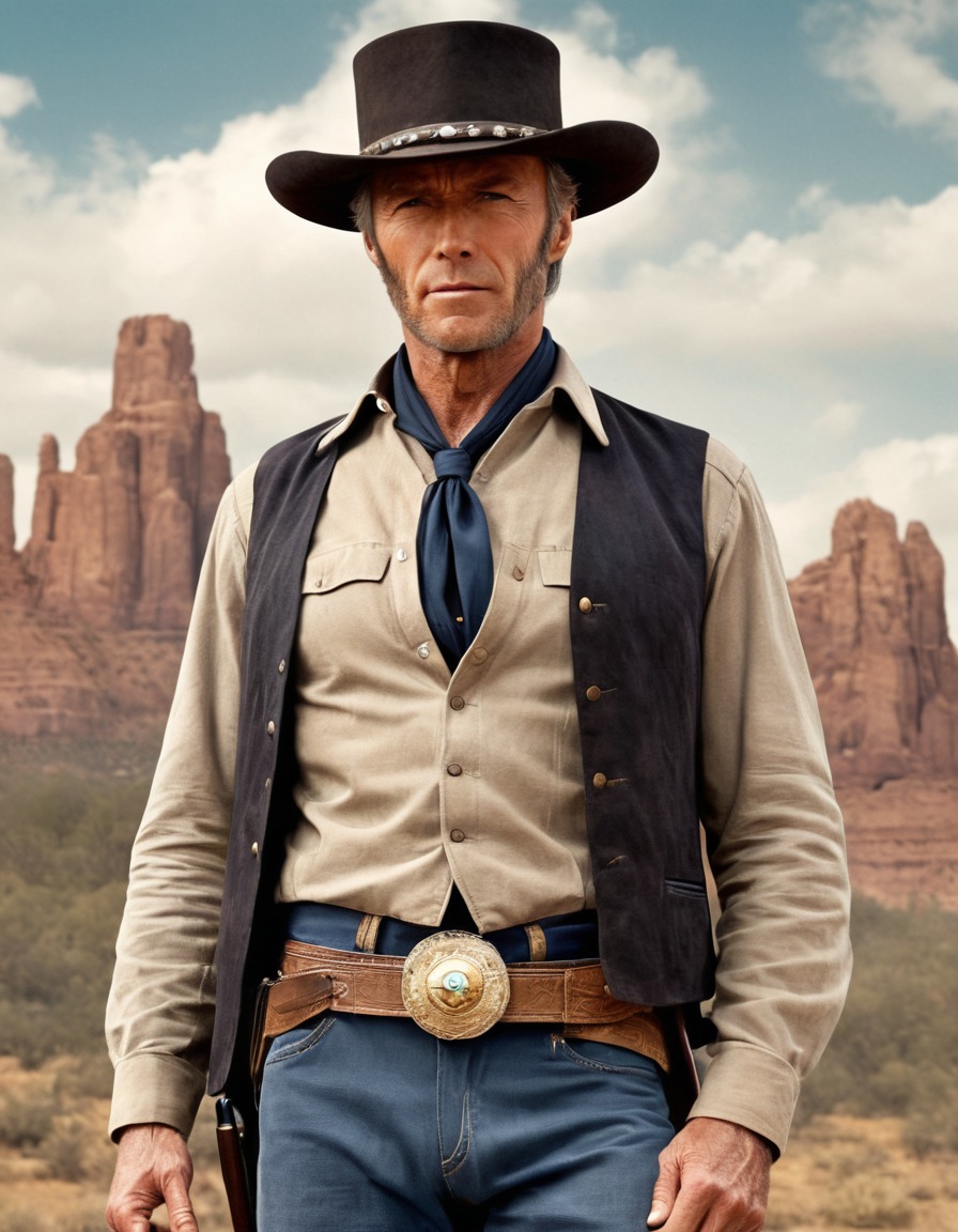 clint eastwood, western, illustration, cowboy, classic, confidence, sexy