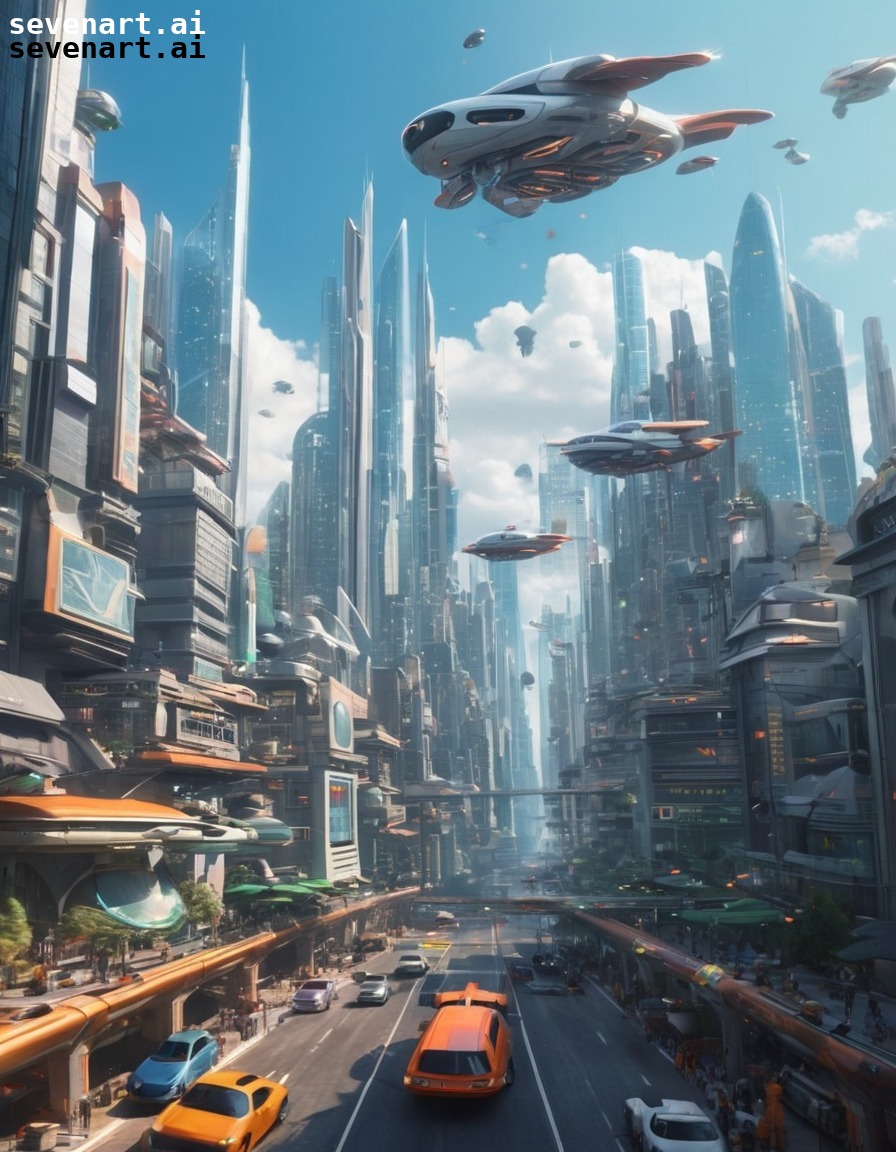 future, cityscape, advanced technology, skyscrapers, flying cars