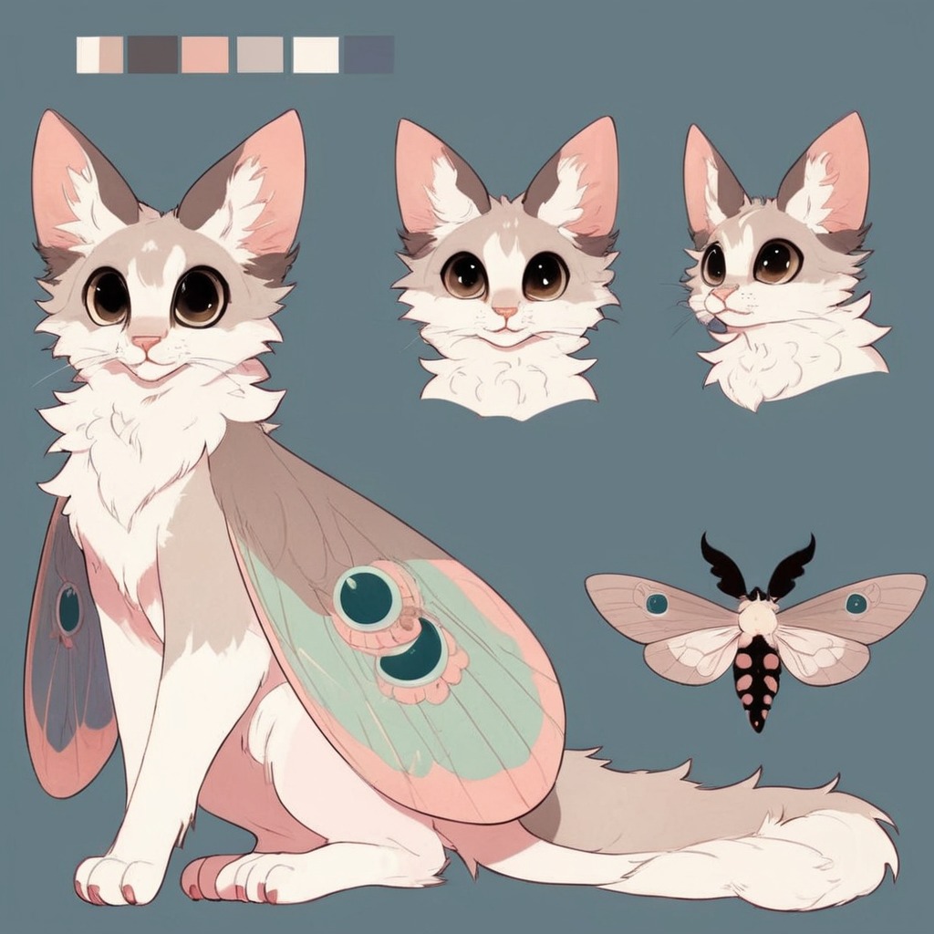 characterdesign, adoptable, adoptablesopen, referencesheet, sale, digitalart, cat, fluffy, animal, feline, originalcharacter, creature