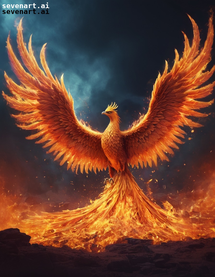 phoenix, ashes, rebirth, mythological creature, fire