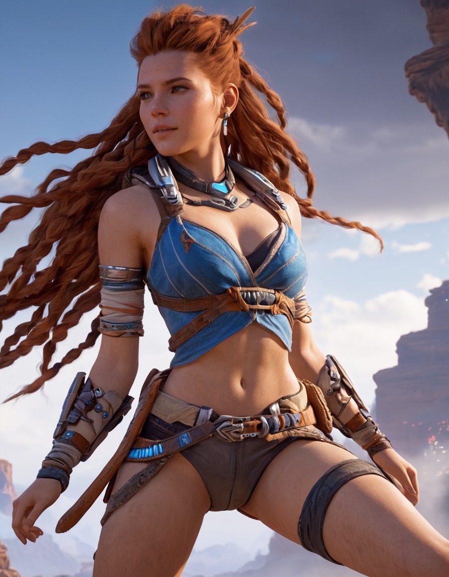 aloy, horizon zero dawn, action-adventure, female protagonist, robotic enemies, open world, post-apocalyptic