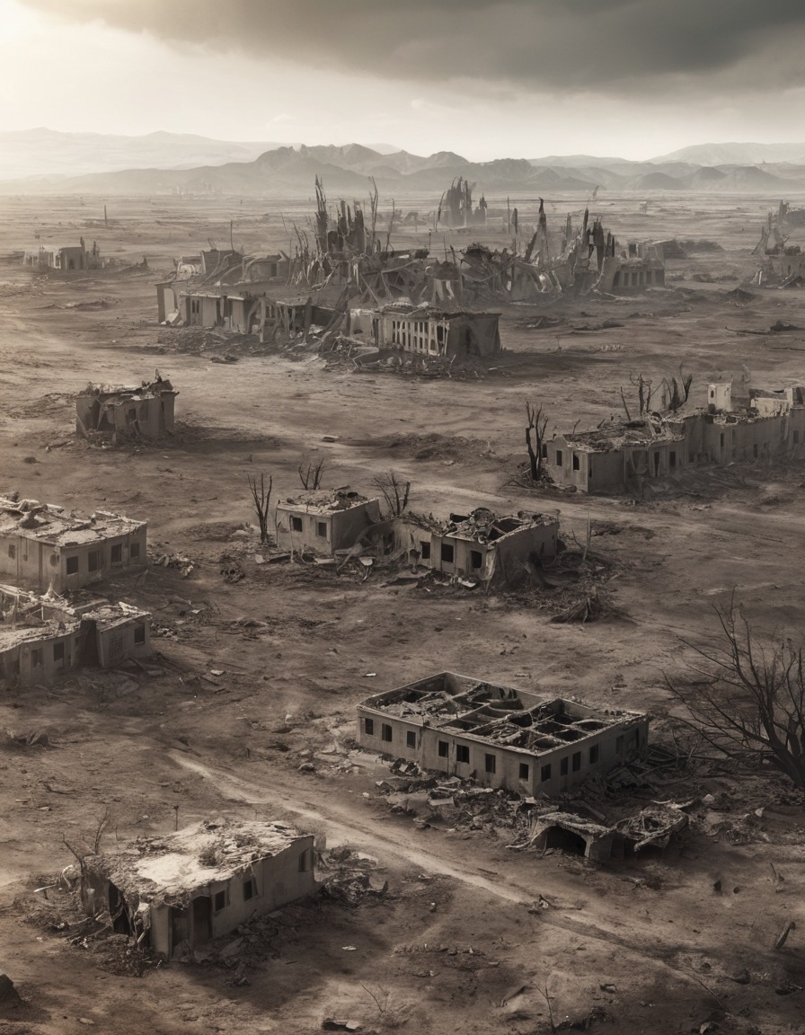 war, destruction, landscape, ruins, desolation