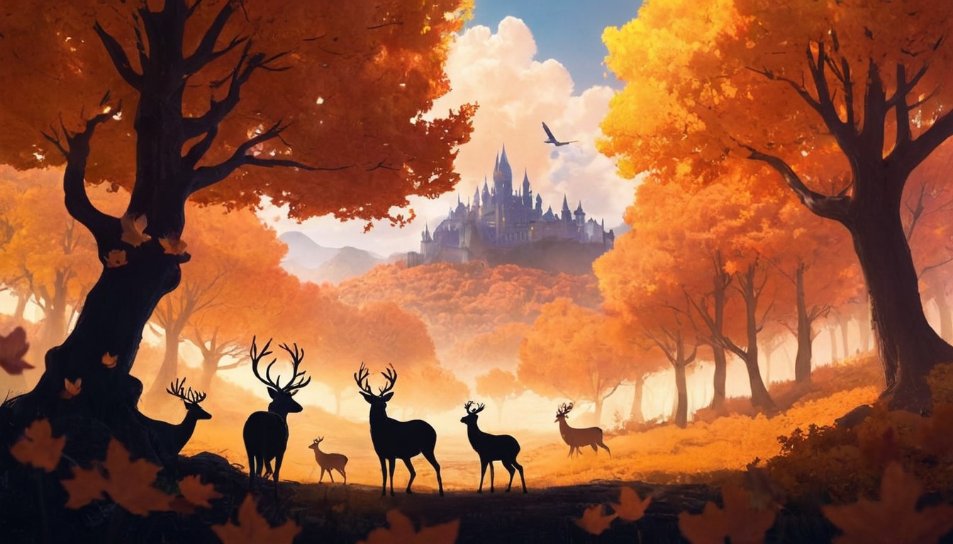 digitalart, wallpaper, forest, deer, dreamup, cartoon, wildlife, adoptable, amazing, animals, fantasy, majestic, nature, naturelandscape, wallpaperbackground, wallpaperdesktop, aiart, fallfantasy, ai_art, aiartcommunity, majesticlandscape