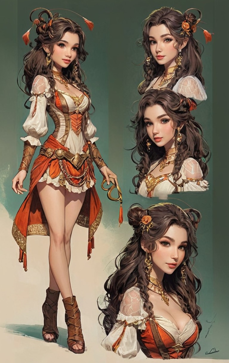 fantasyart, cartoon, digitalart, characterconcept, fantasycharacter, adoptable, characterdesign, beautiful, female, girl, gypsy