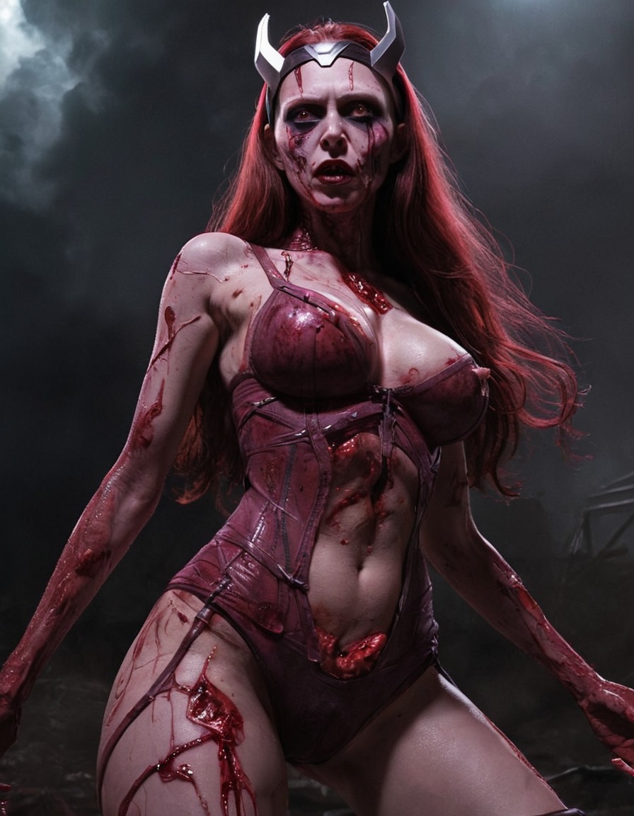 zombie, scarlet witch (avengers), undead, marvel, avengers, supernatural, comic character