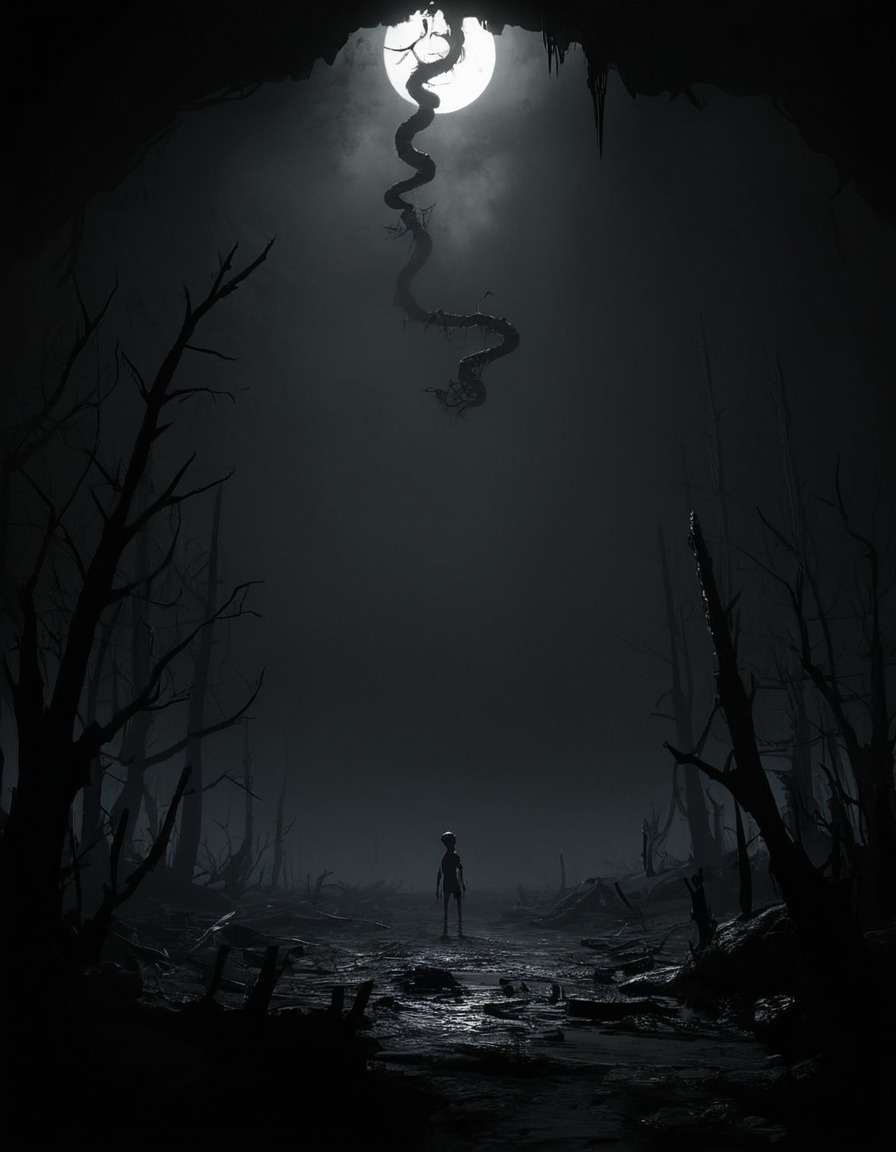 hell, limbo, dark, puzzle game, video game, sinister atmosphere, surreal