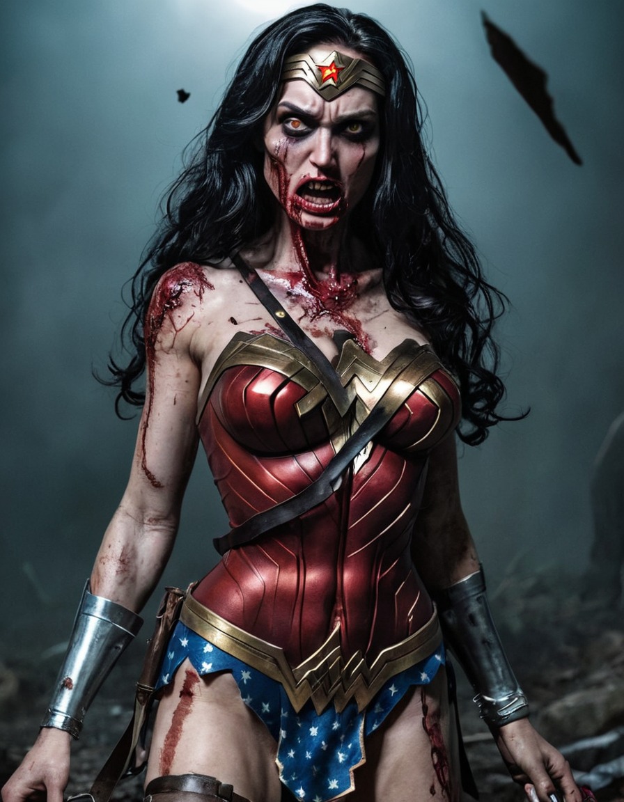 zombie, wonder woman (dc comics), dc comics, superhero, dark, undead, horror