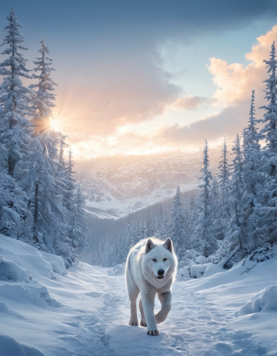 direwolf, snow, wilderness, fantasy, george r.r. martin, books