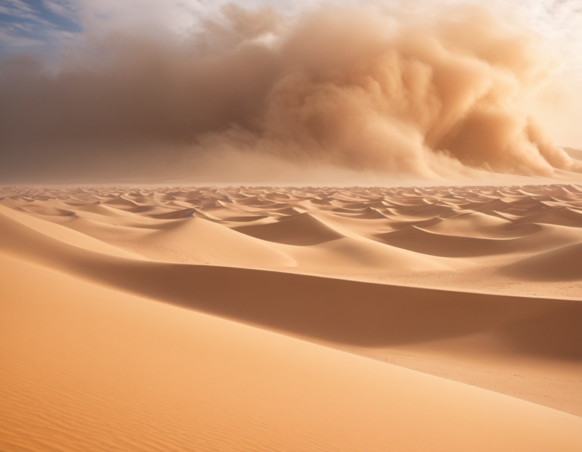 sci-fi, sandstorm, desert, dune, atmospheric landscape