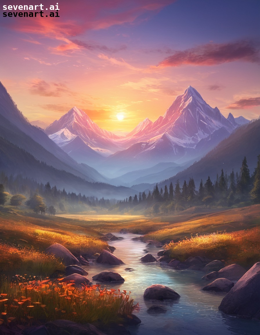 nature, sunrise, landscape, mountains, peaceful