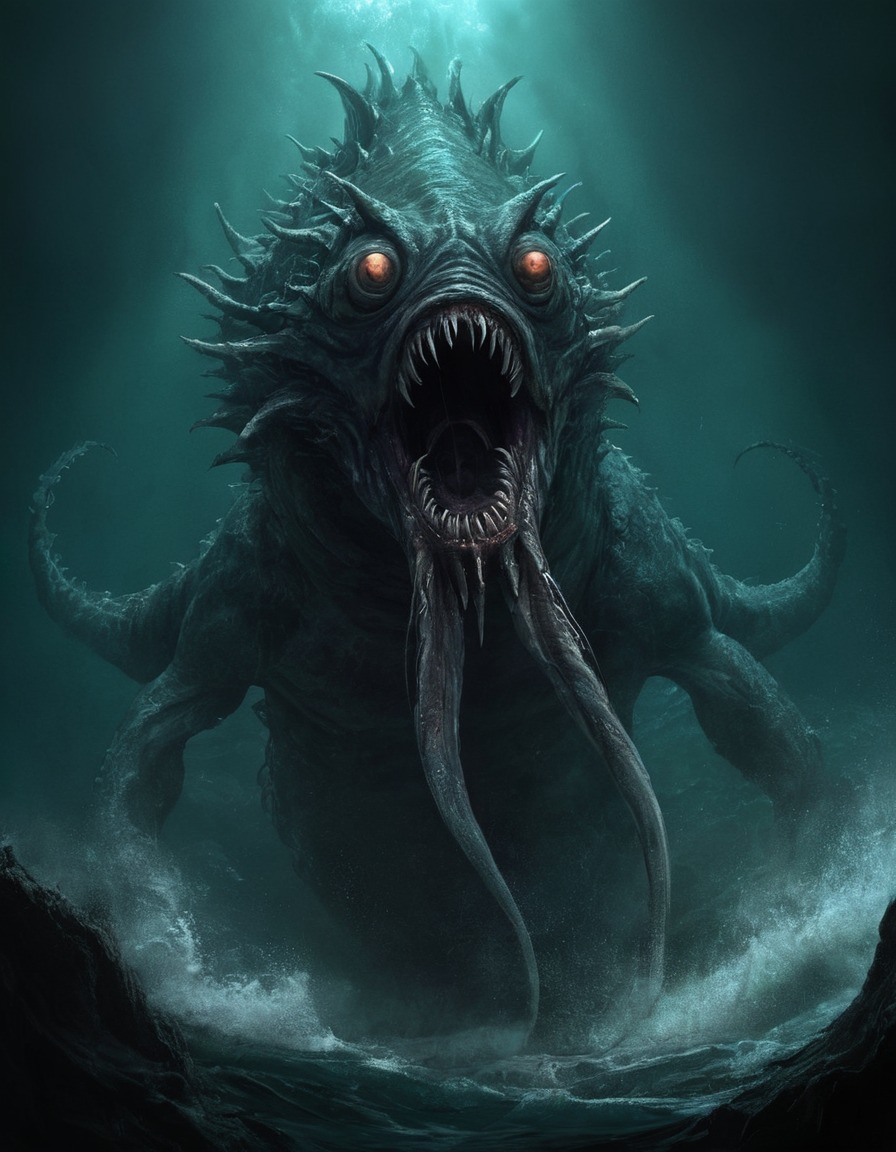 lusca, epic, sea monster, mythical creature, caribbean folklore, ocean legend, cryptid