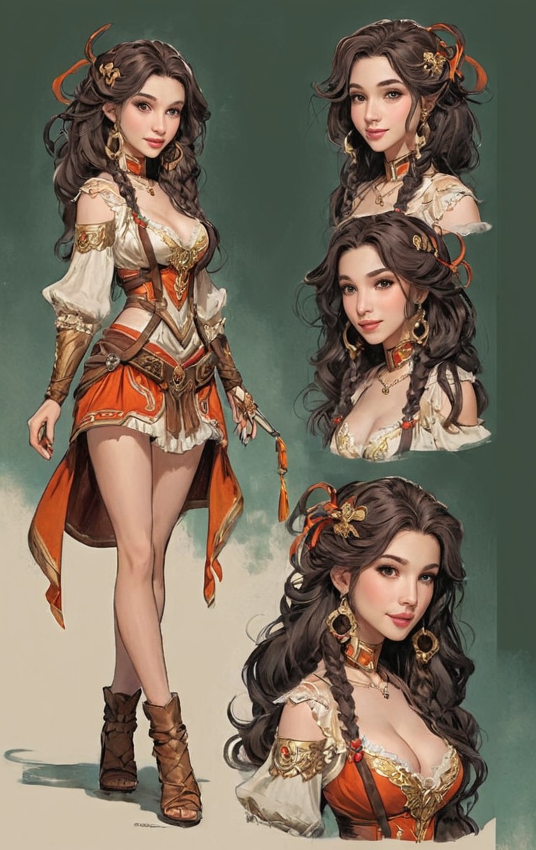 fantasyart, cartoon, digitalart, characterconcept, fantasycharacter, adoptable, characterdesign, beautiful, female, girl, gypsy