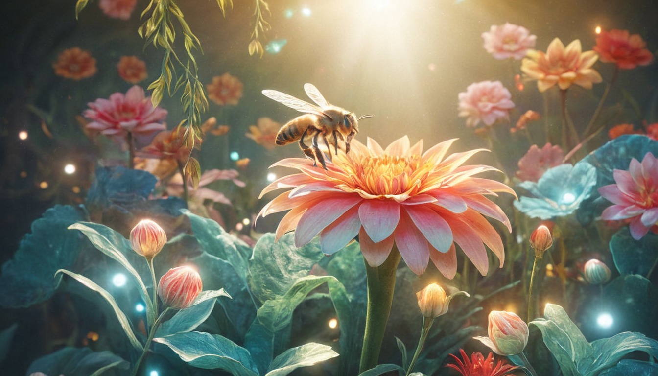 bee, cute, flower