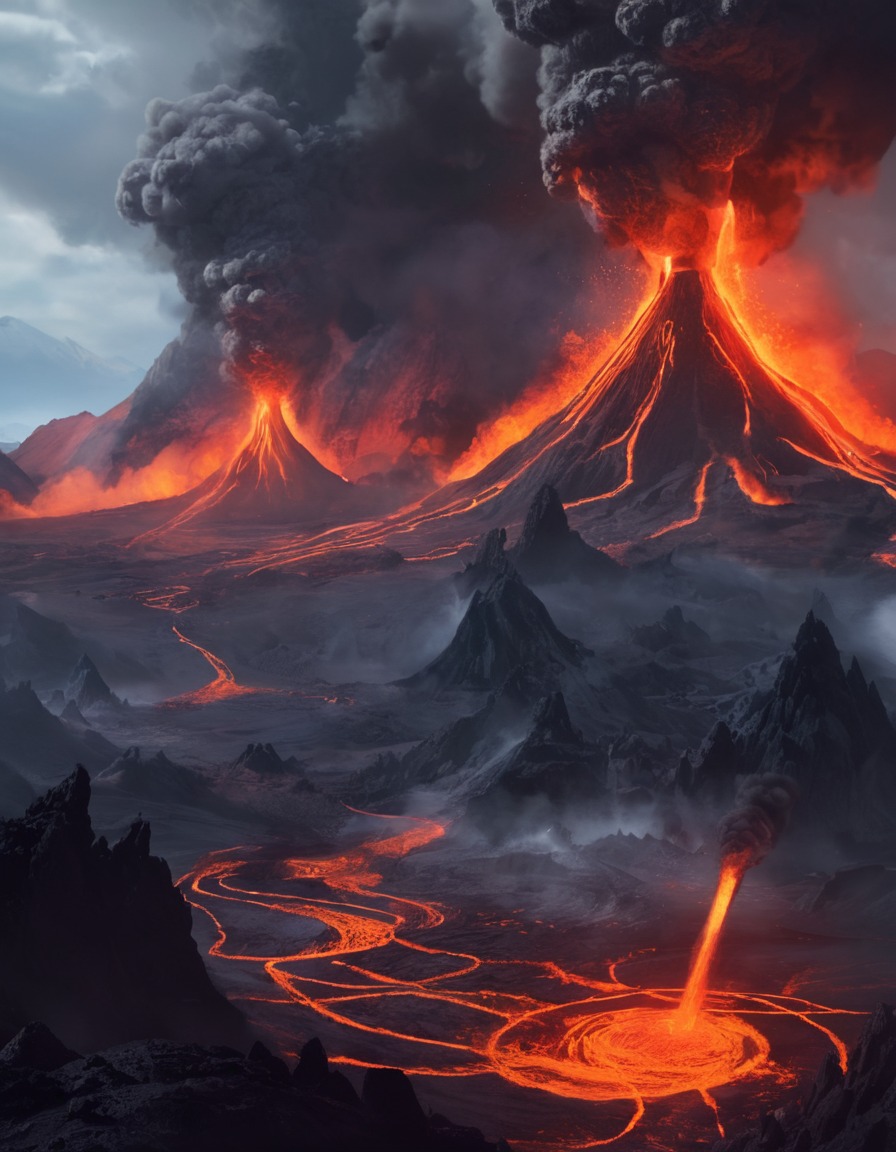 volcanic, geysers, dragons, fantasy, fire-breathing, fantastic