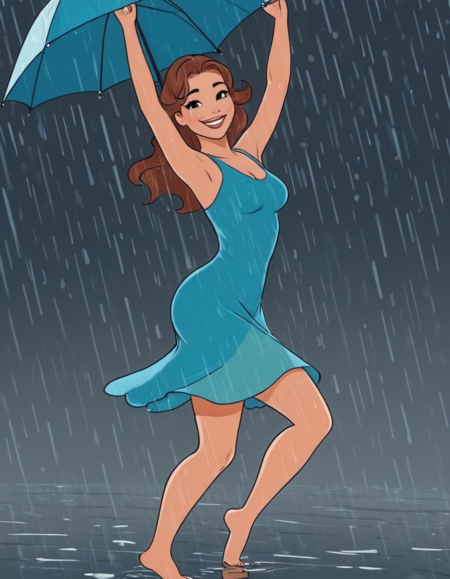 beauty, happiness, dancing, rain, smiling