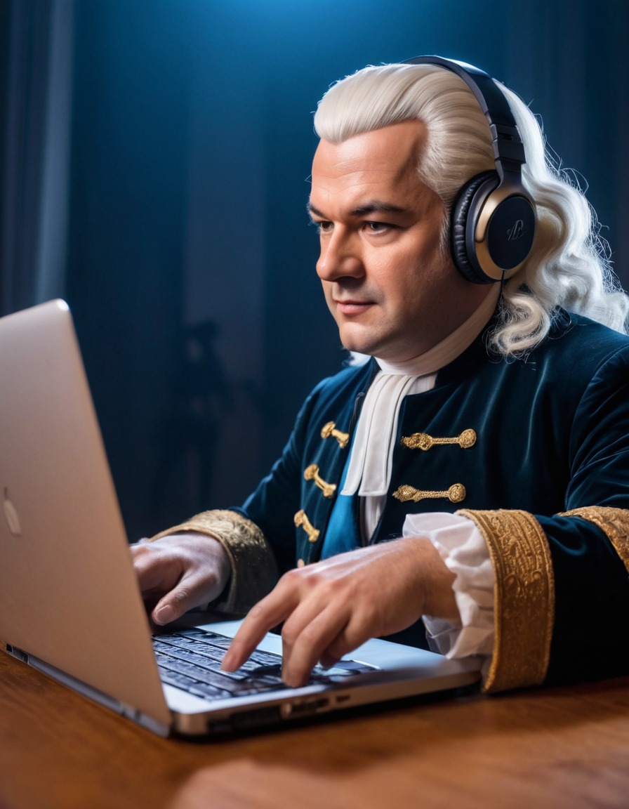 johann sebastian bach, composer, music, laptop, headphones, technology