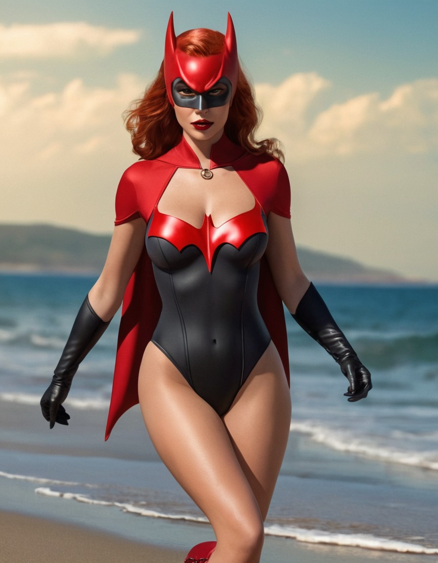 batwoman, beach, swimsuit, dc comics, superhero, vacation