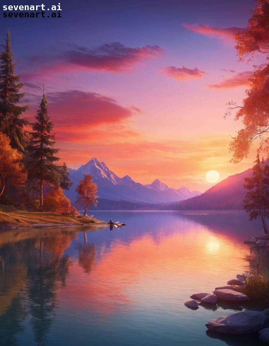 sunset, lake, vibrant, serene, breathtaking