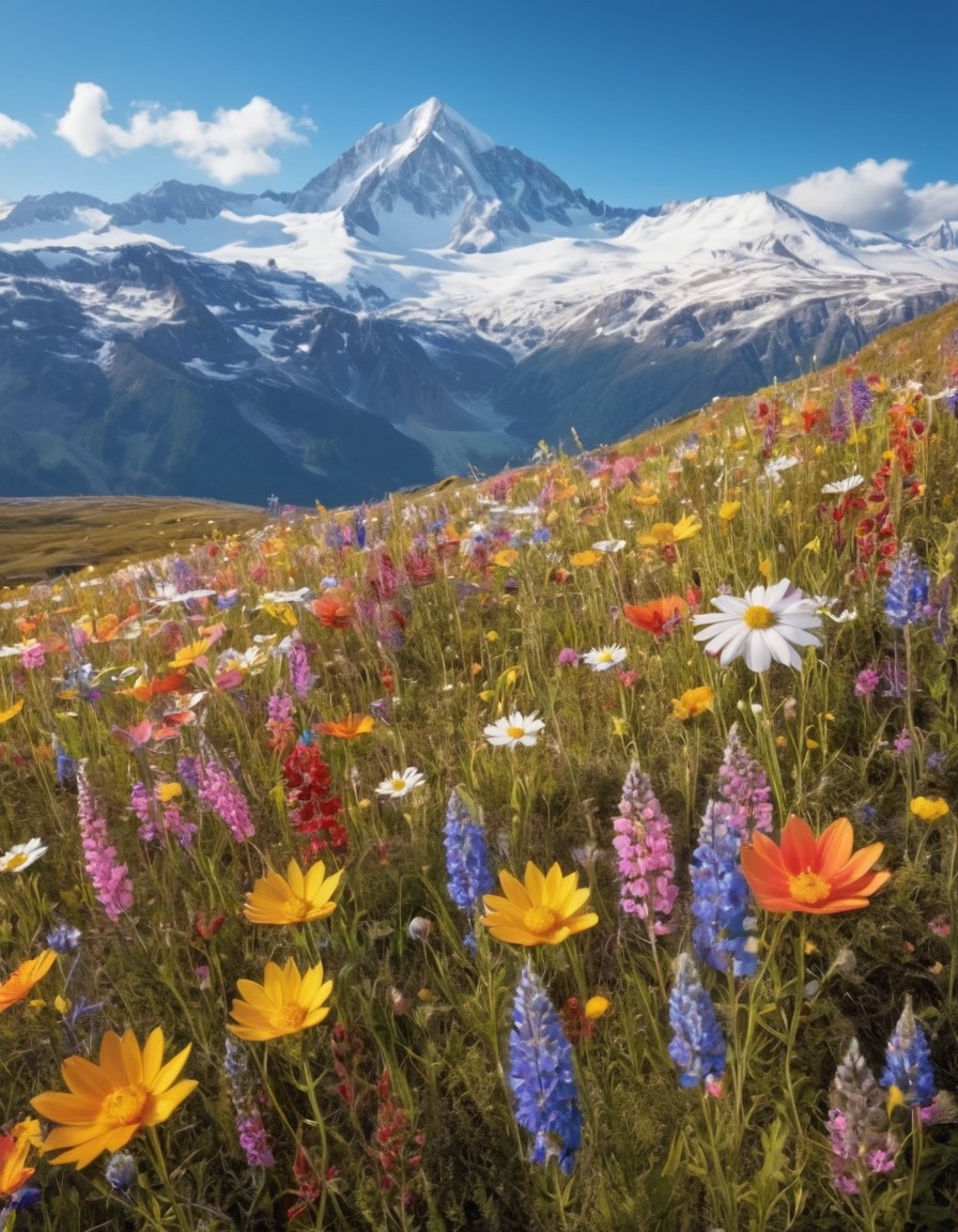 nature, wildflowers, mountains, scenery