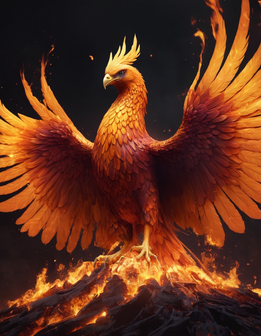 phoenix, mythical creature, rebirth, flames, resurrection