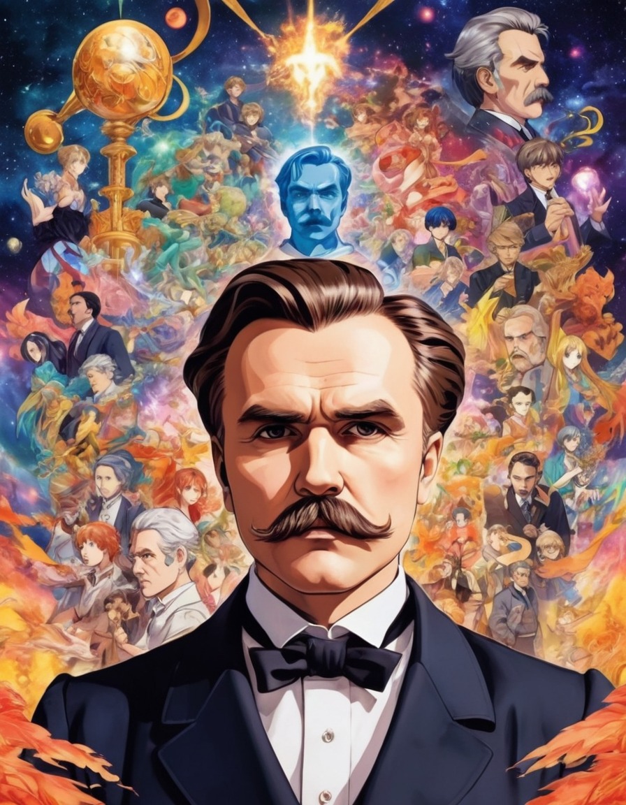 friedrich nietzsche, portrait, philosophy, self-discovery, symbolism, thinker, intellectual, anime