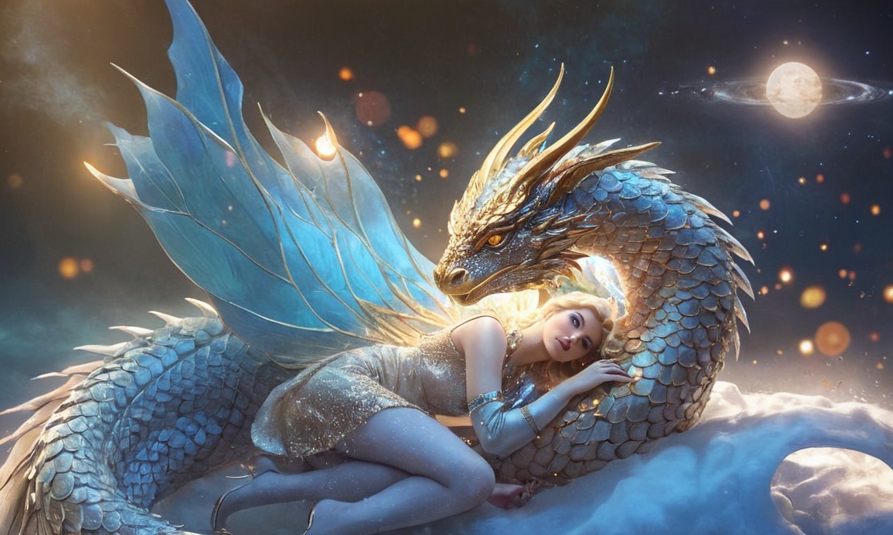 characterdesign, digitalart, dragon, fantasyart, magic, conceptart, crown, fantasy, fullmoon, night, peaceful, princess, protection, rest, sleepingbeauty, midjourney