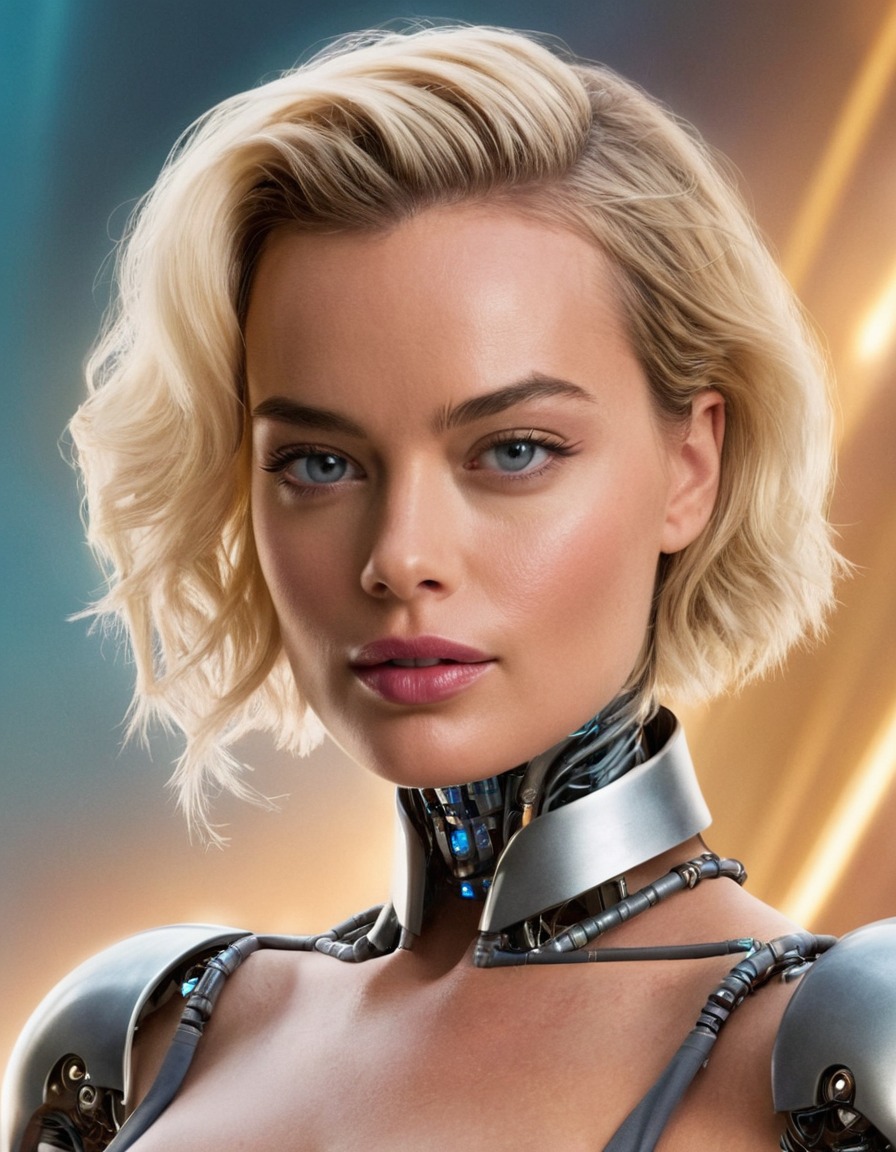 robot, artificial intelligence, human-like robot, science fiction, margot robbie, actress, futuristic technology